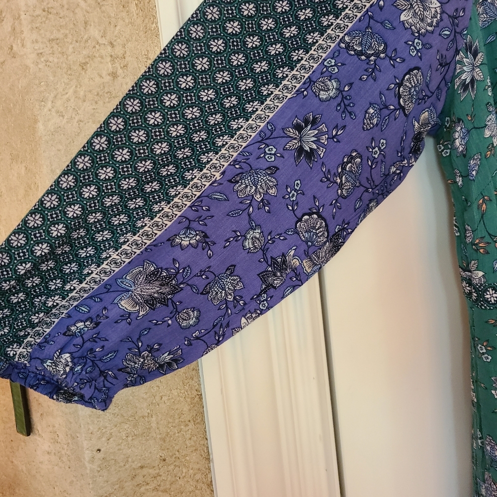 J. Jill Boho Mixed Print Long Sleeve Peasant Dress with Pockets Small - Picture 6 of 11